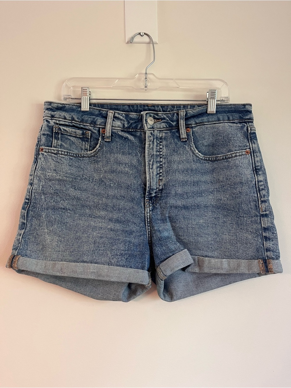 Old Navy Light Blue Rolled-Hem Denim Shorts